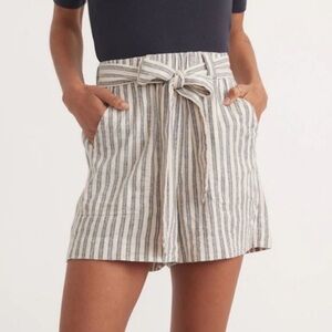 Marine Layer Karleigh Striped High Waist Shorts - Blue and Cream
